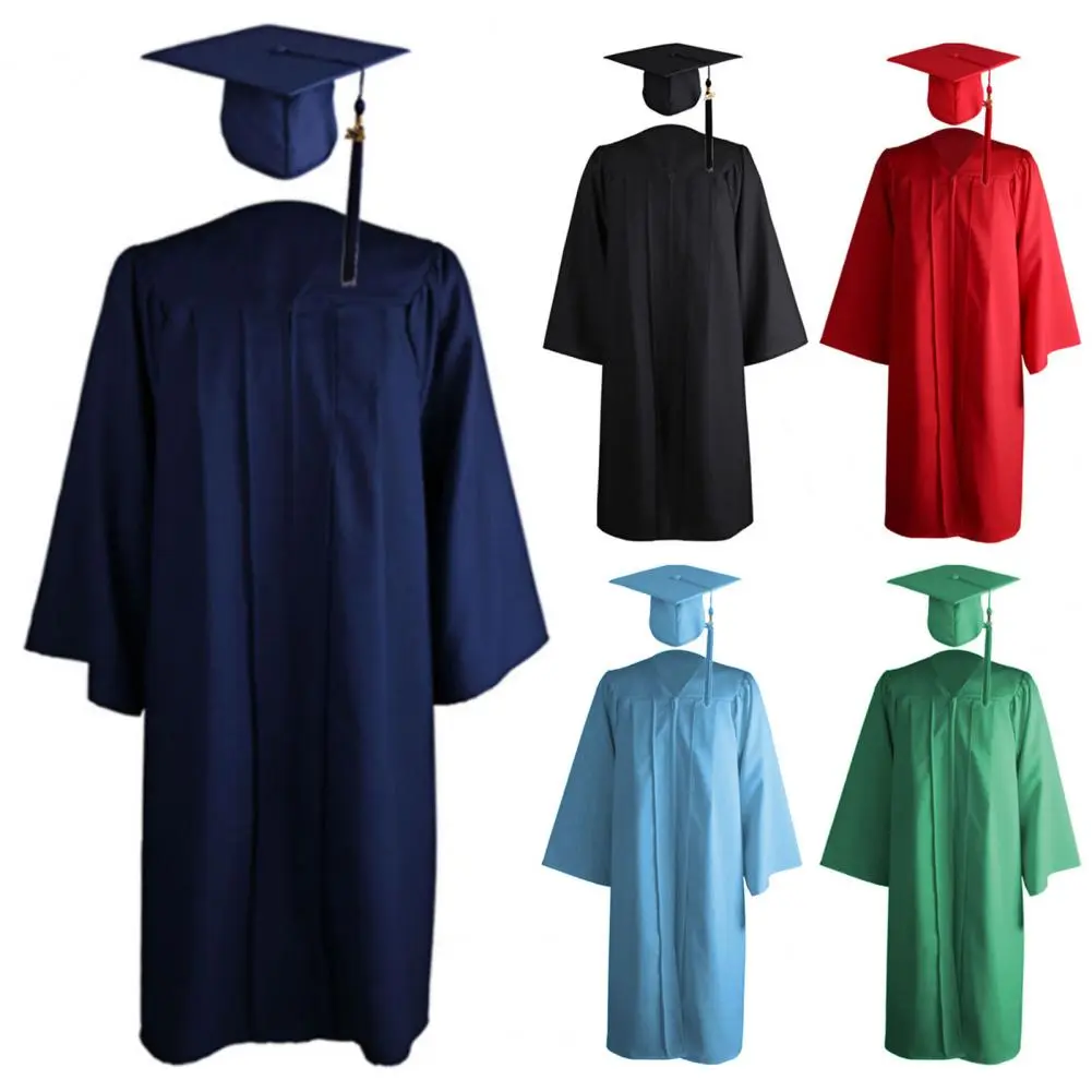 2025 Mortarboard Set Graduation Tassel Academic Hat Set 2023 Adult Graduation Dress University Degree Dress Set Graduation Robe