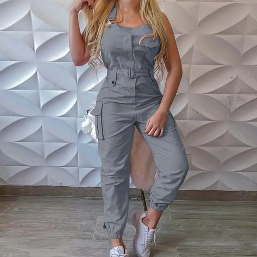 Women Romper 5 Colors Women Jumpsuit Women Sleeveless Slim Halter Jumpsuit Romper Casual Backless Pockets Overalls Playsuit