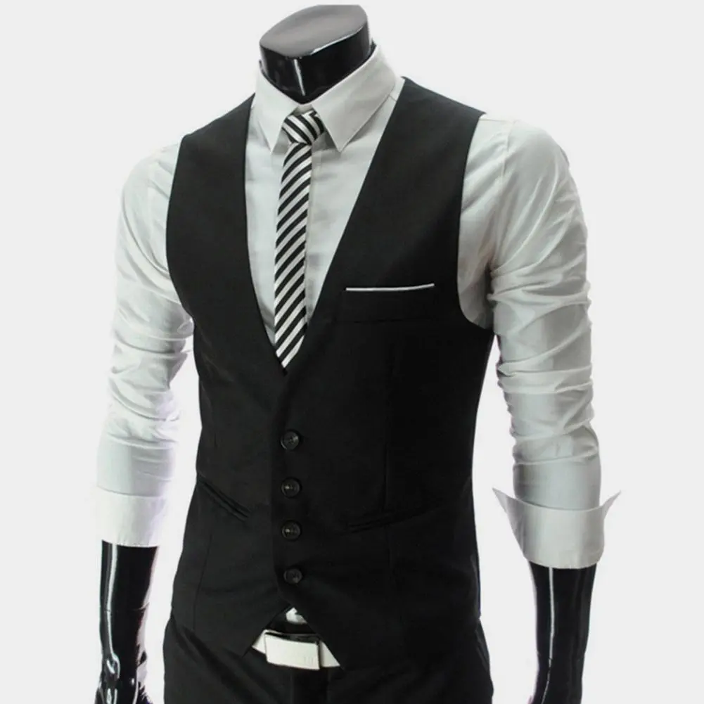 2025 Men Vest Deep V Neck Single-breasted British Style Men Waistcoat Slim Fit V-neck Vest Business Fashionan British Suit Vest
