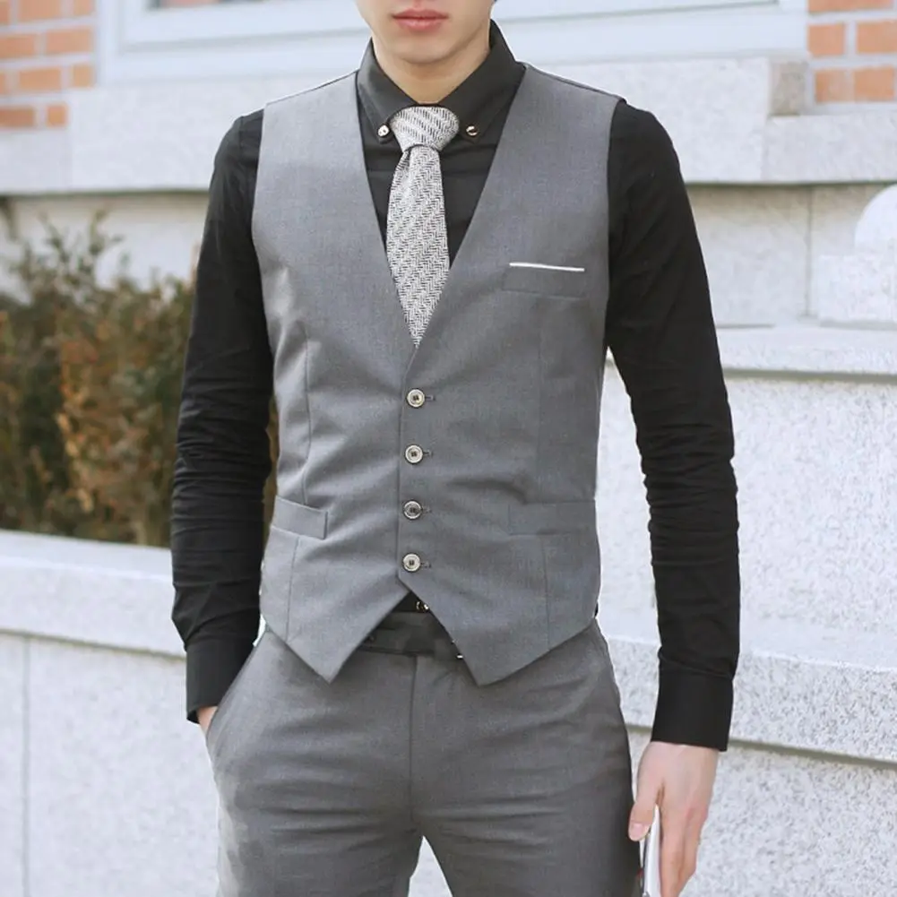 2025 Men Vest Deep V Neck Single-breasted British Style Men Waistcoat Slim Fit V-neck Vest Business Fashionan British Suit Vest