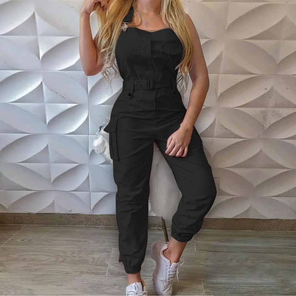 Women Romper 5 Colors Women Jumpsuit Women Sleeveless Slim Halter Jumpsuit Romper Casual Backless Pockets Overalls Playsuit