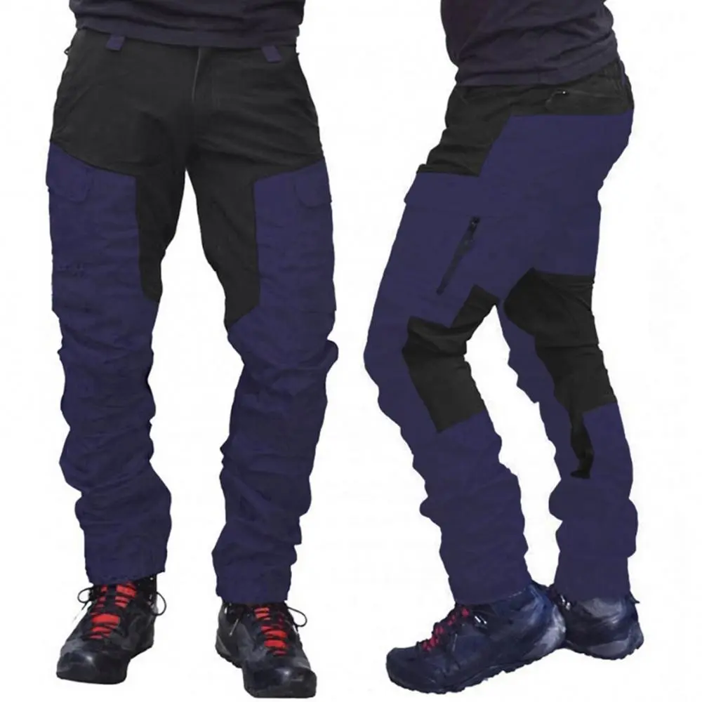 Casual Men Fashion Color Block Multi Pockets Sports Long Cargo Pants Breathable Work Trousers for Men Work Trousers Men Clothing