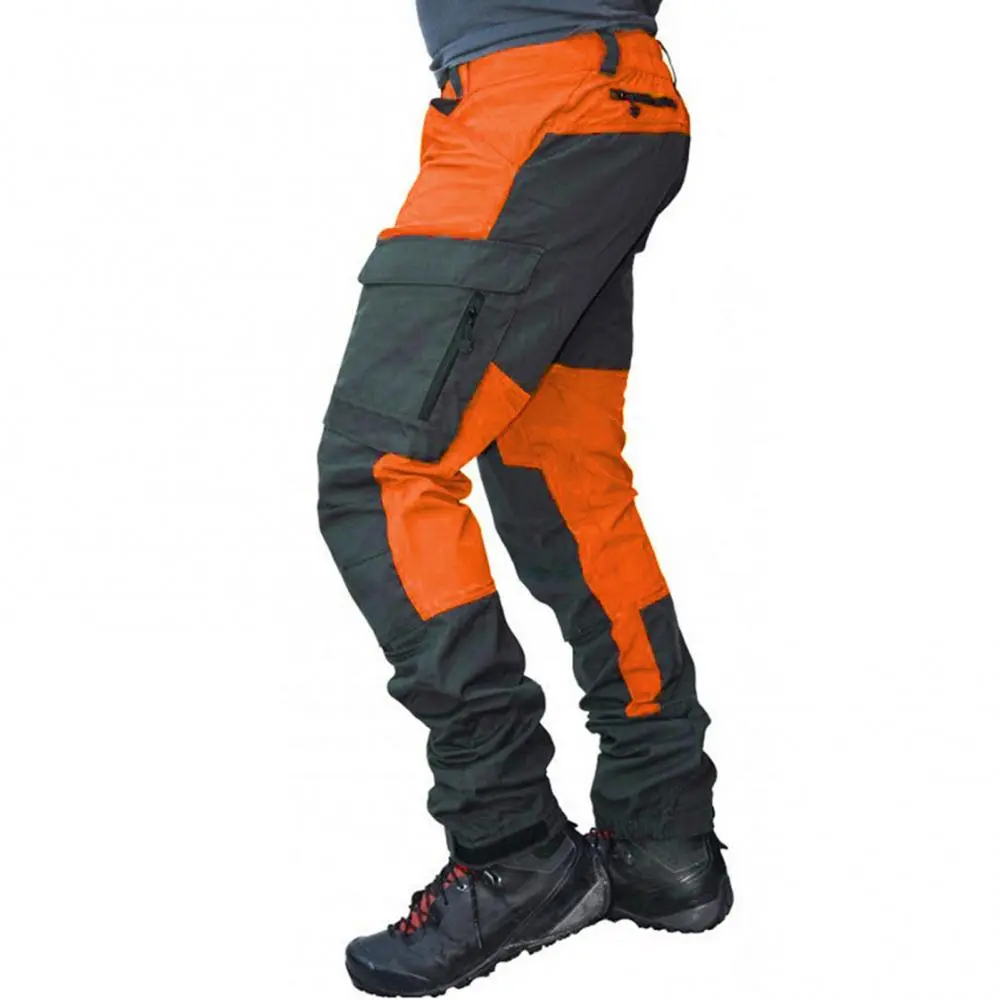 Casual Men Fashion Color Block Multi Pockets Sports Long Cargo Pants Breathable Work Trousers for Men Work Trousers Men Clothing
