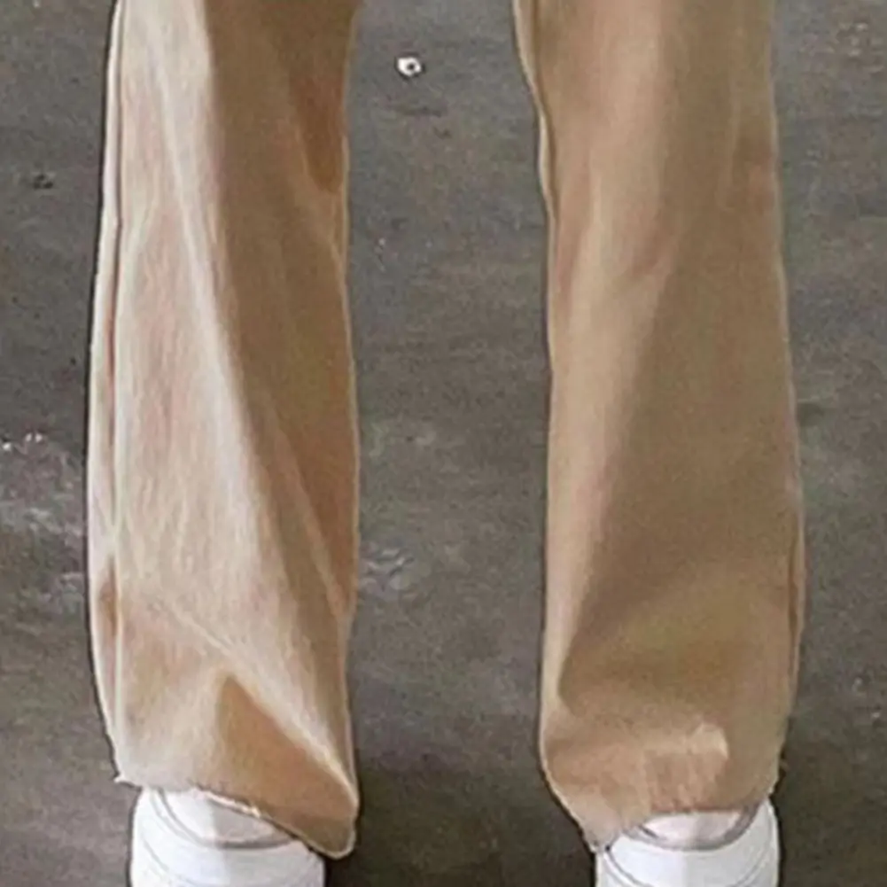 2025 Women Jeans American Style Straight Leg Pants Pockets High Waist Button Zipper Closure Denim Trousers Solid Color Jeans