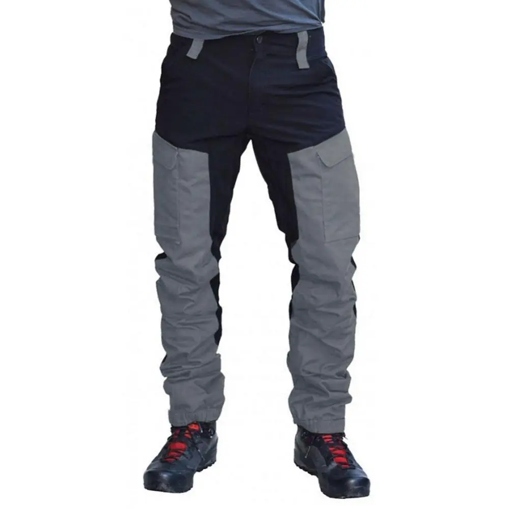 Casual Men Fashion Color Block Multi Pockets Sports Long Cargo Pants Breathable Work Trousers for Men Work Trousers Men Clothing