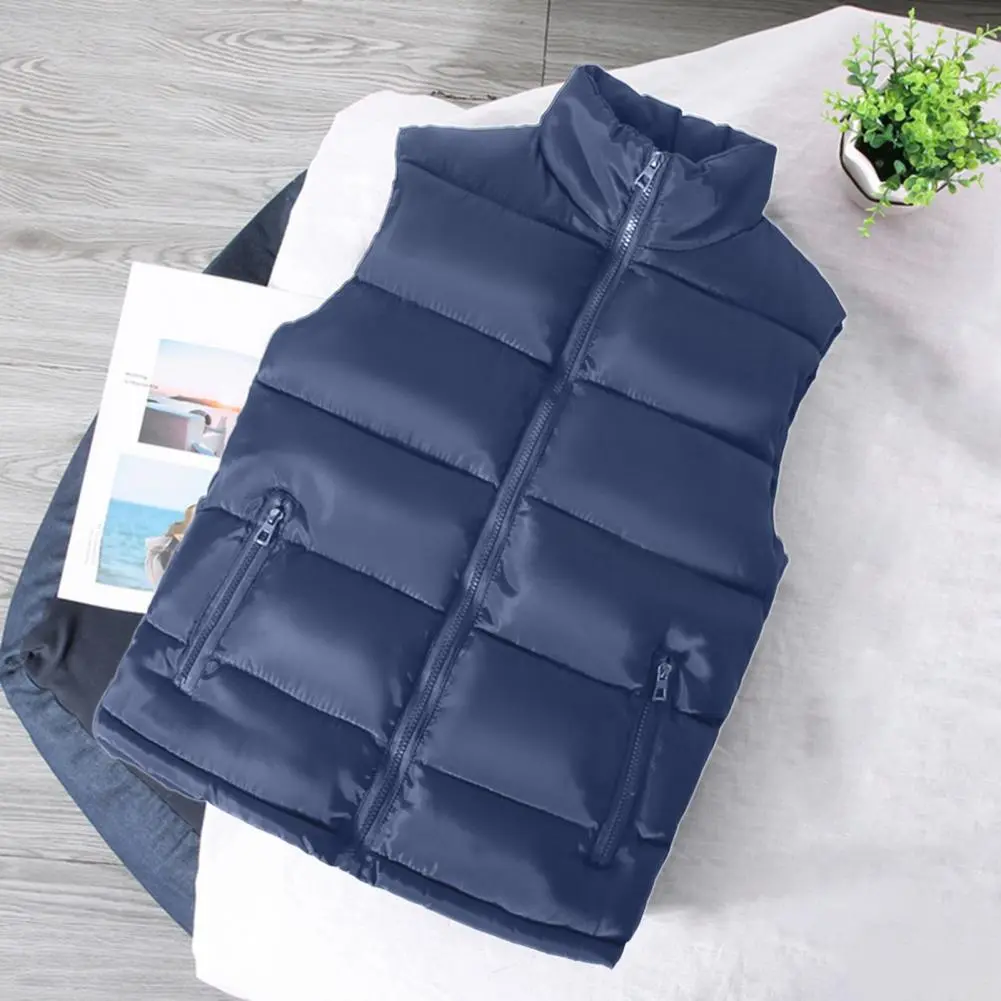 2025 Autumn Winter Men Vest Solid  Color Thickened Stand Collar Zipper Slim Fit Sleeveless Jacket Men Warm Slim Fit Waistcoat