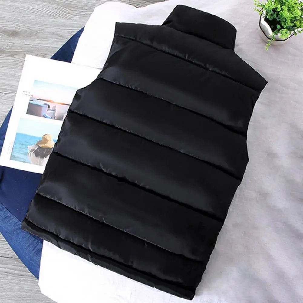 2025 Autumn Winter Men Vest Solid  Color Thickened Stand Collar Zipper Slim Fit Sleeveless Jacket Men Warm Slim Fit Waistcoat