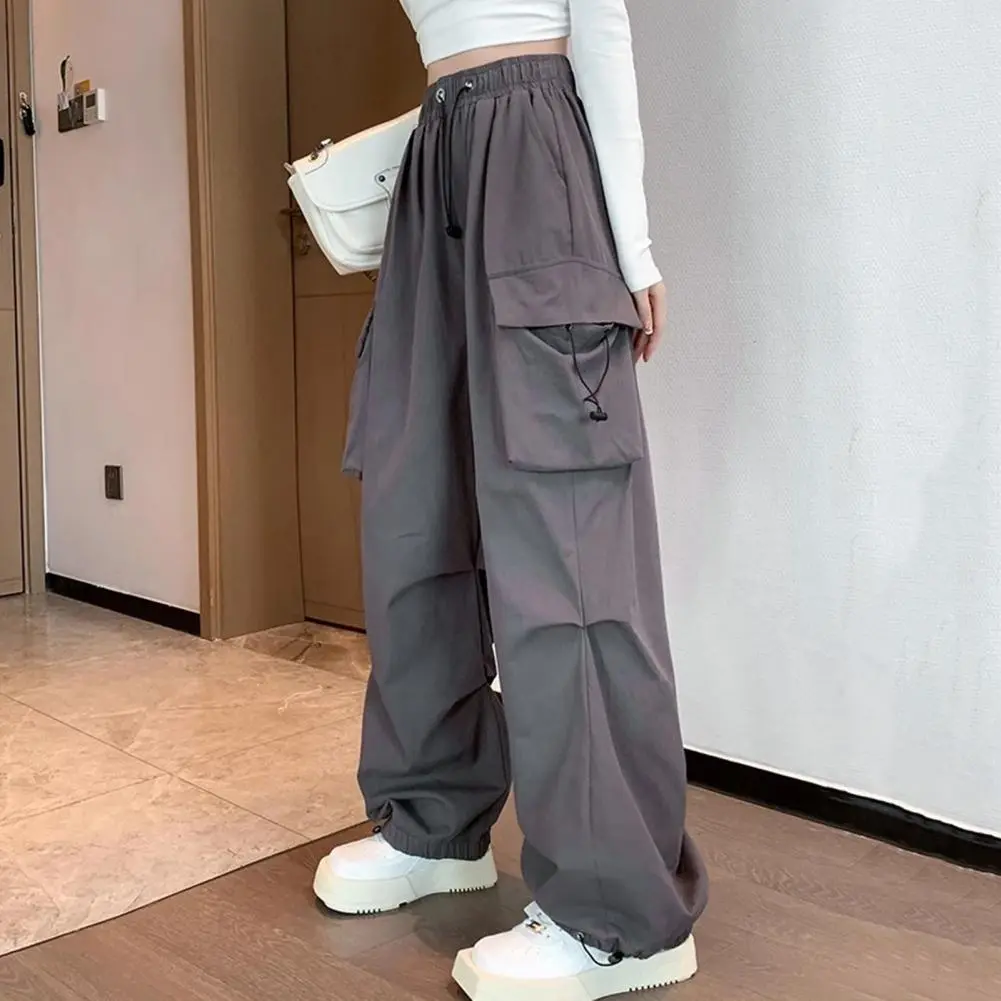 Maillard Style Women Cargo Pants 2024 New In Trendy Brown Color Women Wide Leg Pants Street Style Trousers Loose Fit Overalls