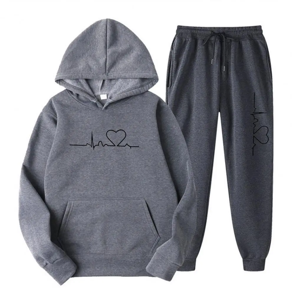 2025 M-3XL Women Men Sports Jogging Suit Hoodies Drawstring Jogger Pants Casual Two-piece Set Autumn Winter Sweatshirt Pants Set
