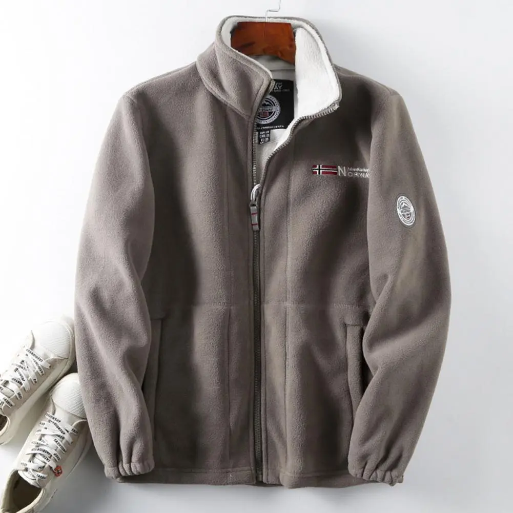 Men Fleece BomberJacket Thermal Insulation Stand Collar Zip Up Thick Warm Winter Jacket Winter Fleece Coat Plush Lining Jacket