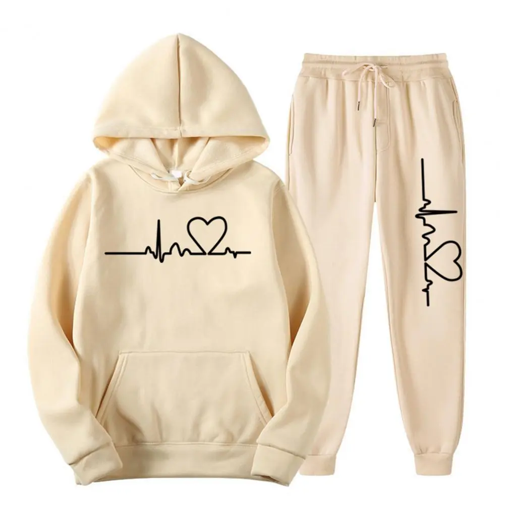 2025 M-3XL Women Men Sports Jogging Suit Hoodies Drawstring Jogger Pants Casual Two-piece Set Autumn Winter Sweatshirt Pants Set