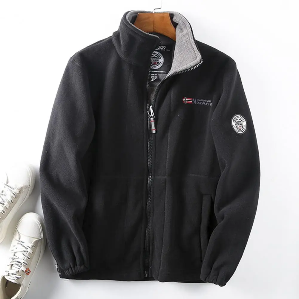 Men Fleece BomberJacket Thermal Insulation Stand Collar Zip Up Thick Warm Winter Jacket Winter Fleece Coat Plush Lining Jacket