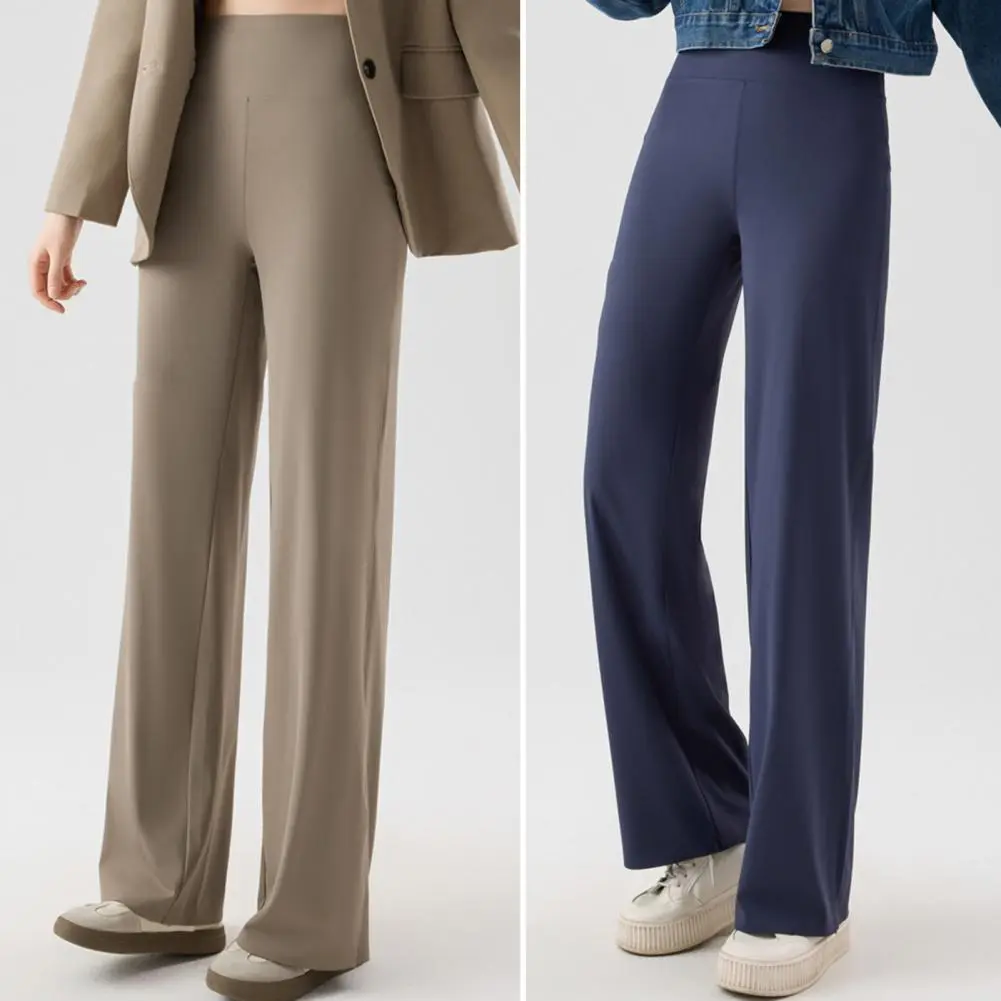 Solid Color Casual Pants Women Yoga Pants Stylish Women's High Waist Wide Leg Yoga Pants for Spring Autumn for Casual for Active