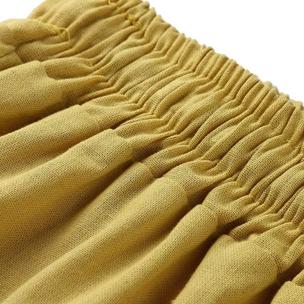 2025 Women Pants Elastic Waist Wide Leg Trousers Solid Color Lace-up Summer Elastic Flared Trousers Streetwear Baggy Pants