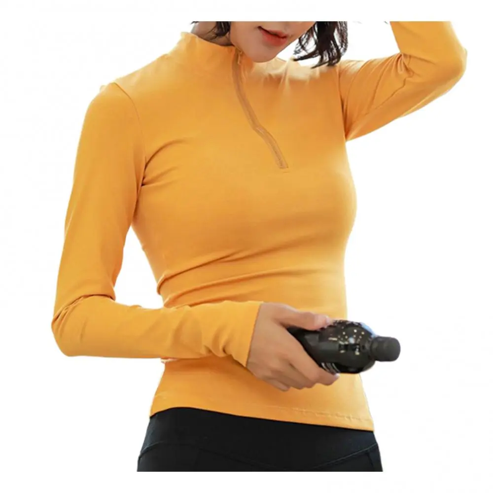 Women Yoga T-shirt Long Sleeve Half Zipper T-shirt Quick Dry Fitness Gym Blouse Women Fitness Coat Tight Fitting Sports T-shirt