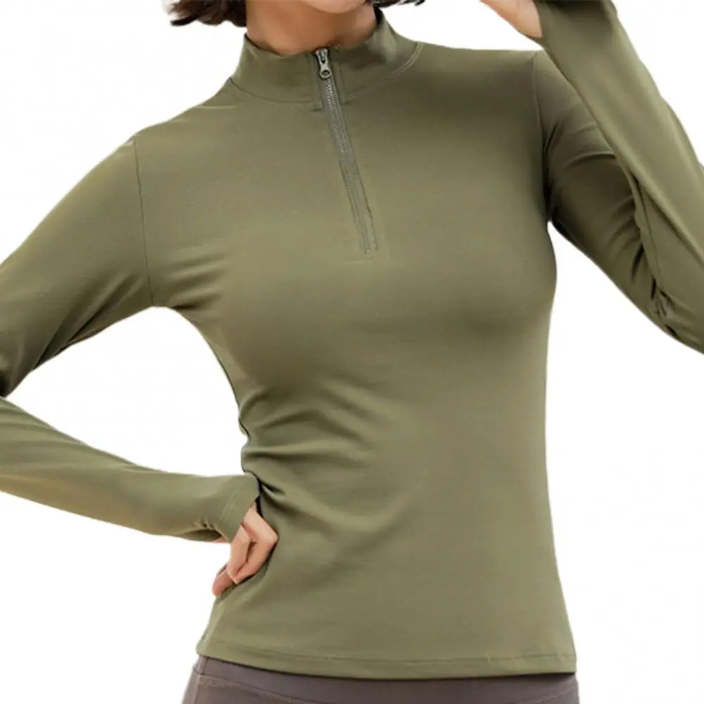 Women Yoga T-shirt Long Sleeve Half Zipper T-shirt Quick Dry Fitness Gym Blouse Women Fitness Coat Tight Fitting Sports T-shirt