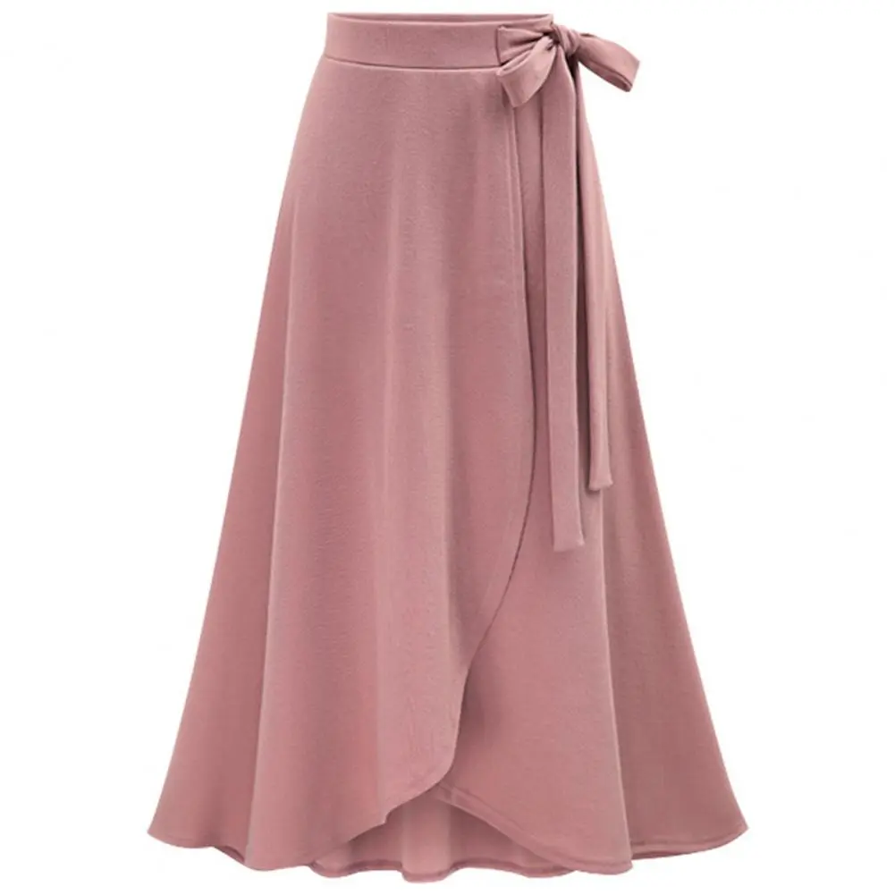 2025 Elegant Office Lady Skirt Bandage A-line Skirts Casual High Waisted Long Skirt Lady Lazy Style Midi Skirts Slit Large Hem S