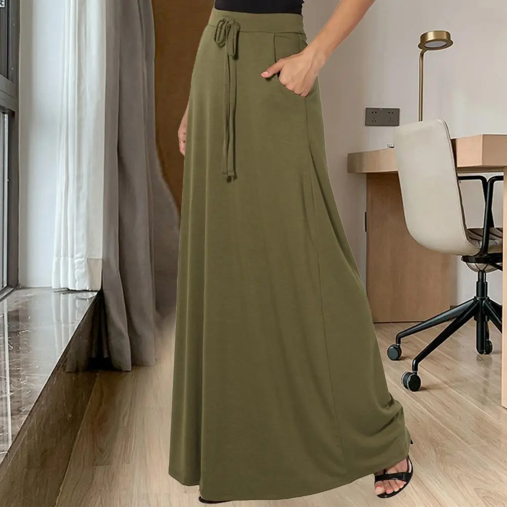 Casual Work Skirt Spring And Autumn Women's Half Length Skirt Urban Leisure Versatile Solid Color Drawstring Professional Dress