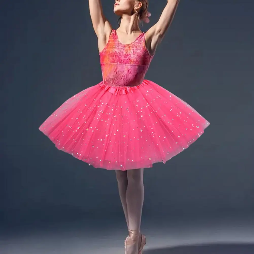 2025 Festival Tulle Skirt Sequin Decoration Skirt Solid Color Puffy Ballet Ruffle Mini Skirt Vintage Women Party Tulle Skirts