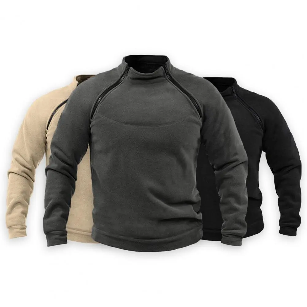 Zipper Pathwok Sweatshirt Autumn Men Hoodies Stylish Men's Winter Sweatshirts Warm Stand Collar Loose Fit Sweatshirts