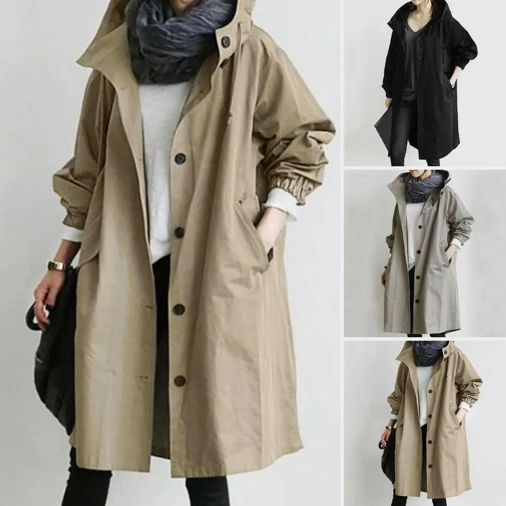 Women Fashionable Outerwear Women Solid Color Jacket Elegant Plus Size Trench Coats Lightweight Windproof Jackets for Women