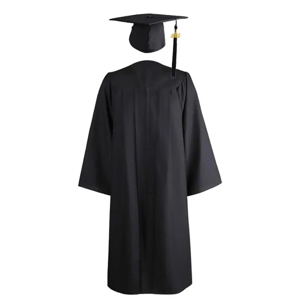 2025 Graduation Cap Gown Zipper Unisex Matte Loose-fitting Bachelor Cap Robe Matte Graduation Cap Gown Academic Hat Set