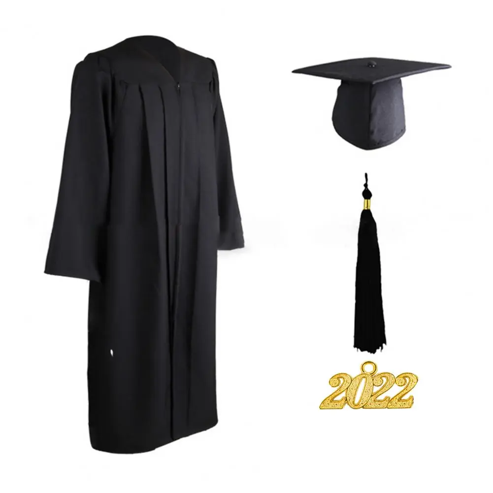 2025 Graduation Cap Gown Zipper Unisex Matte Loose-fitting Bachelor Cap Robe Matte Graduation Cap Gown Academic Hat Set