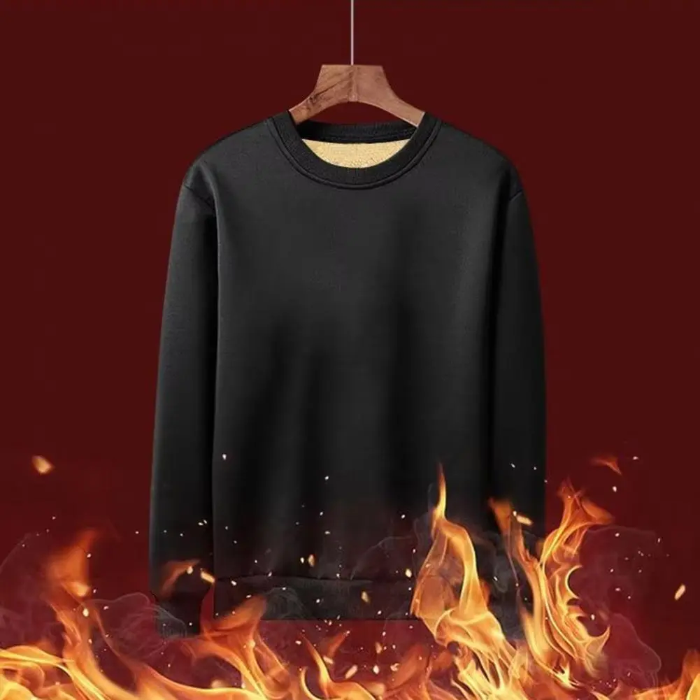 Men Sherpa Lined Pullover Winter Men Sweatshirt Thickened Plush Keep Warm Men Thermal Sweatshirt Fleece Warm Loose Hoodie