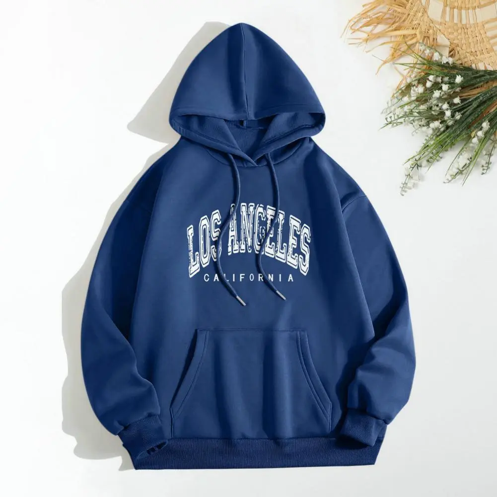 Long Sleeve Top Women Letter Print Hoodie Stylish Women's Autumn/spring Hoodie Letter Print Loose Fit Drawstring Patch Pocket