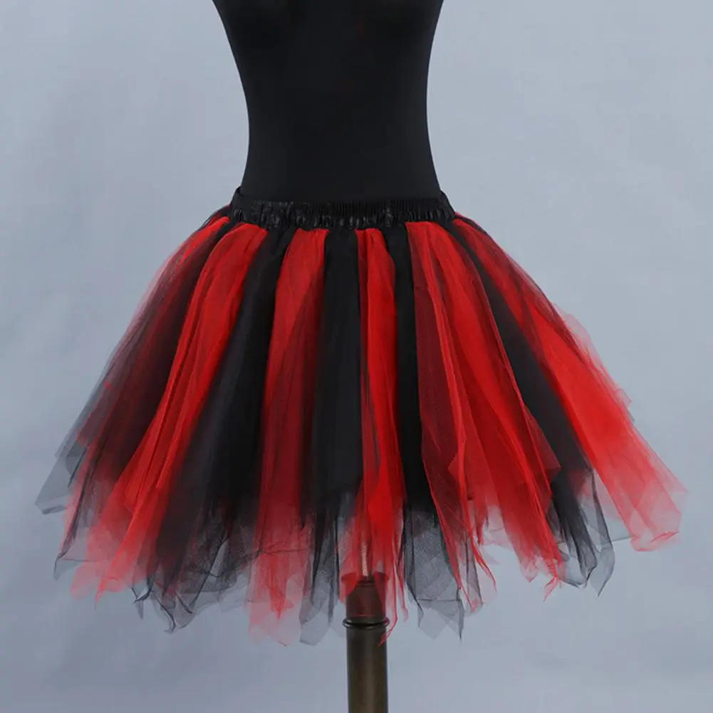 2025 Women Skirt A-line Big Swing Scattered Hem Multi-layered Tulle Skirt Candy Color Elastic Waist Fluffy Dancing Pleated Skirt