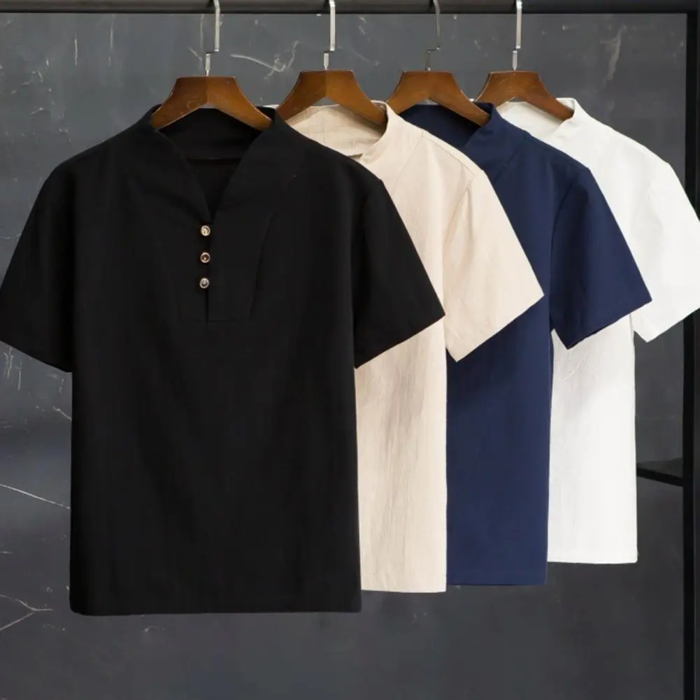 2025 Men Summer Tracksuit Casual Suit V-neck Short Sleeved T-shirt Long Pants Set Wide Leg Plus Size Men Tee Trousers Set
