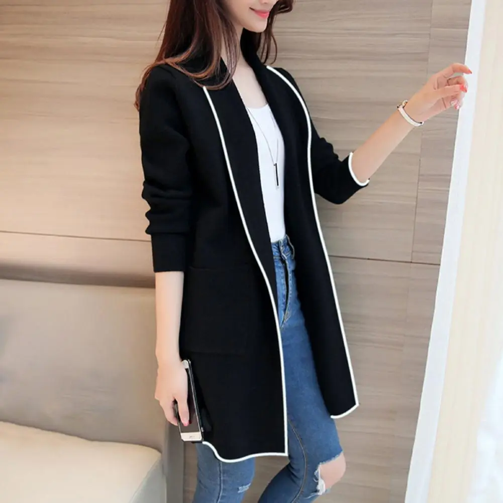 Women Winter Coat Fleece Lining Long Sleeves Cardigan Warm Coat Temperament Casual Elegant Autumn Coat Female Autumn Jacket