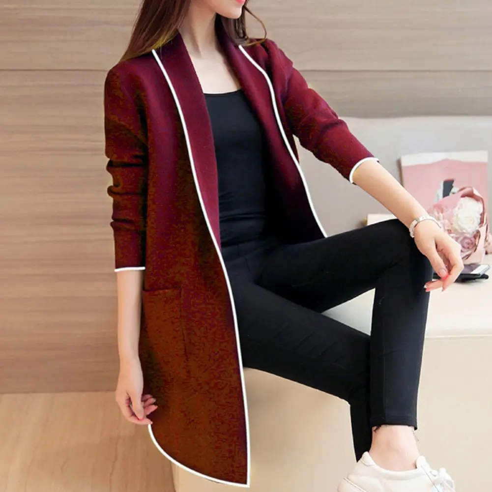 Women Winter Coat Fleece Lining Long Sleeves Cardigan Warm Coat Temperament Casual Elegant Autumn Coat Female Autumn Jacket