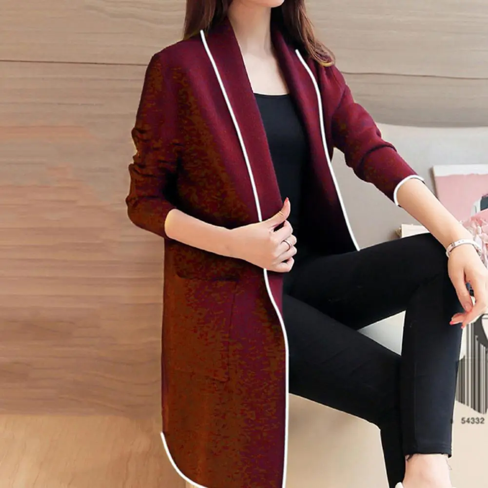 Women Winter Coat Fleece Lining Long Sleeves Cardigan Warm Coat Temperament Casual Elegant Autumn Coat Female Autumn Jacket