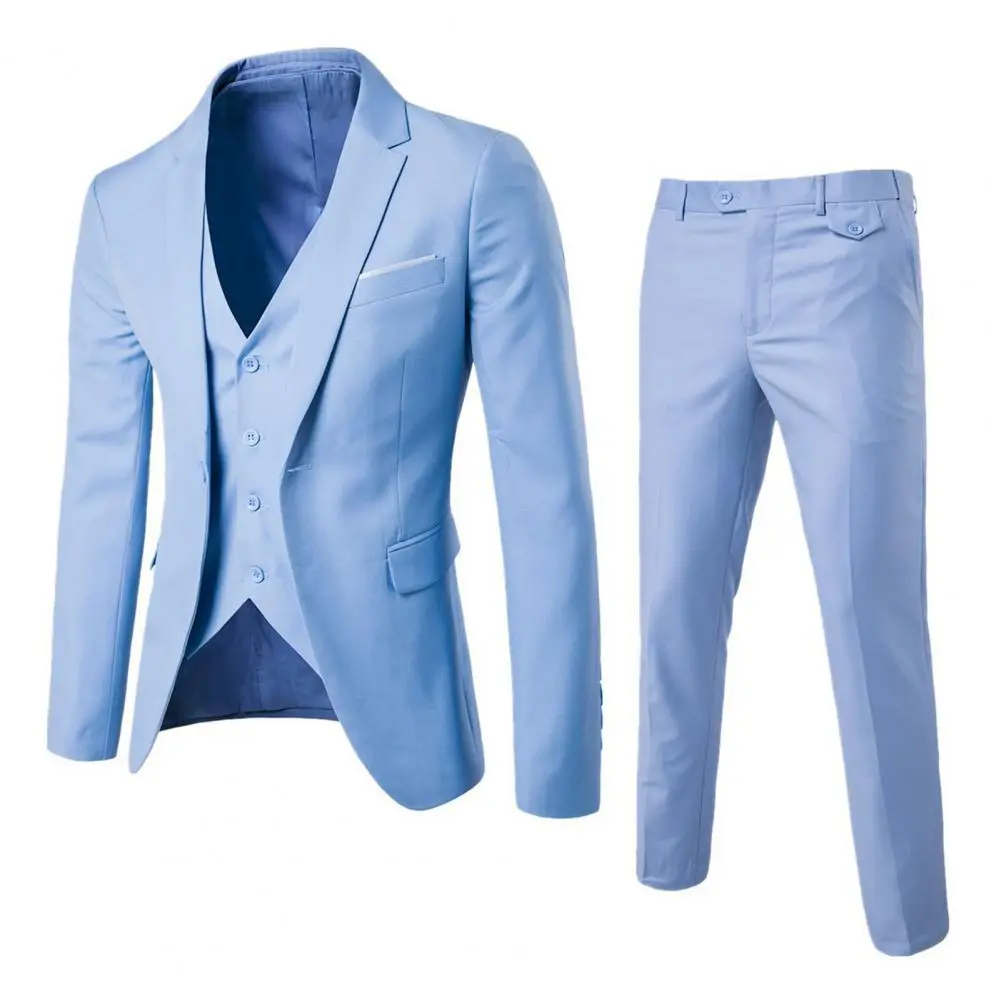 2025 1 Set Blazer Vest Pants Set Korean Style Slim Single-Breasted Vest Coat Zipper Trousers Wedding Groom Suit Formal Suit