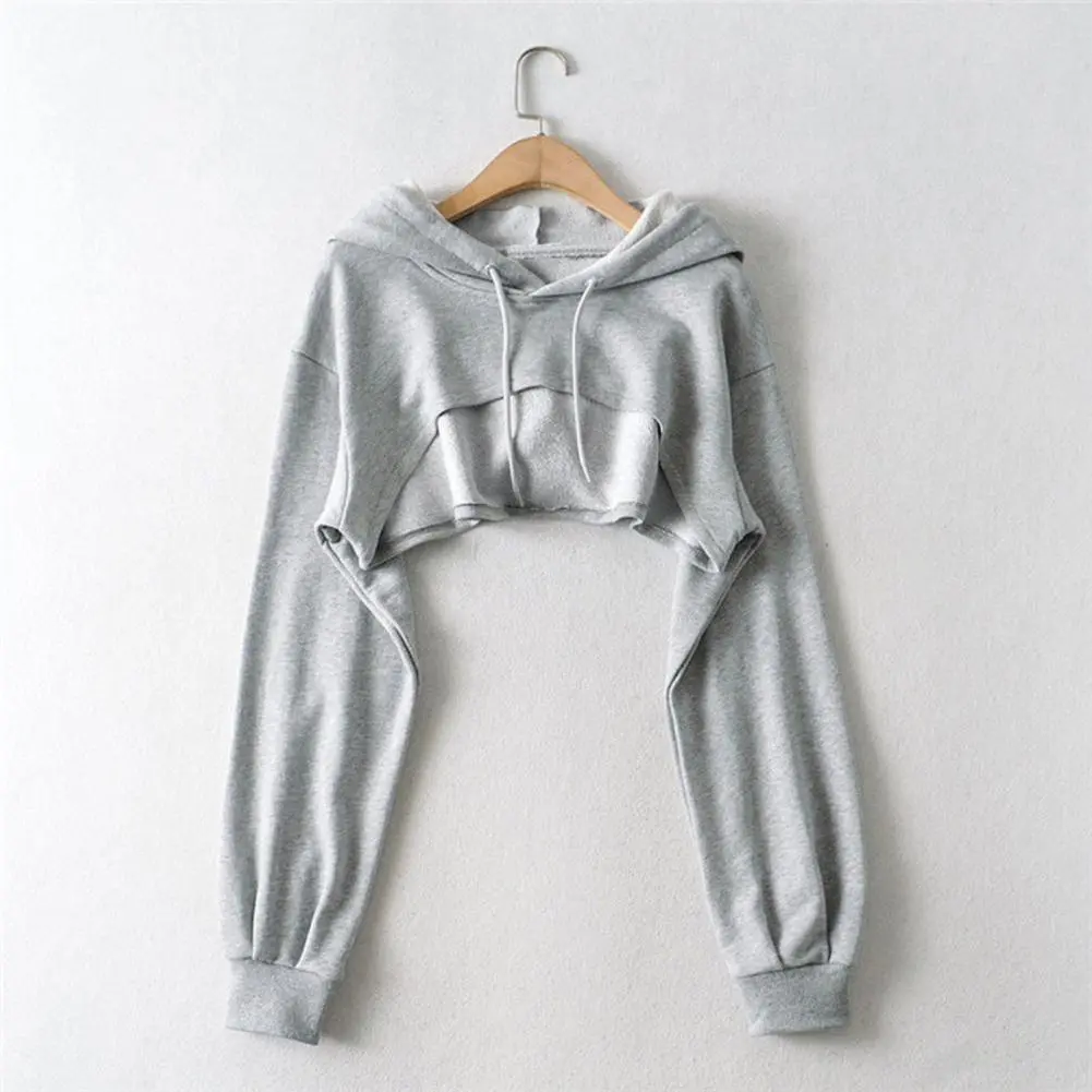 Women Short Hoodie Personality Irregular Crop Ultra Short Style Long Sleeve Top Female Women Short Hoodie Sweatshirt Clothes