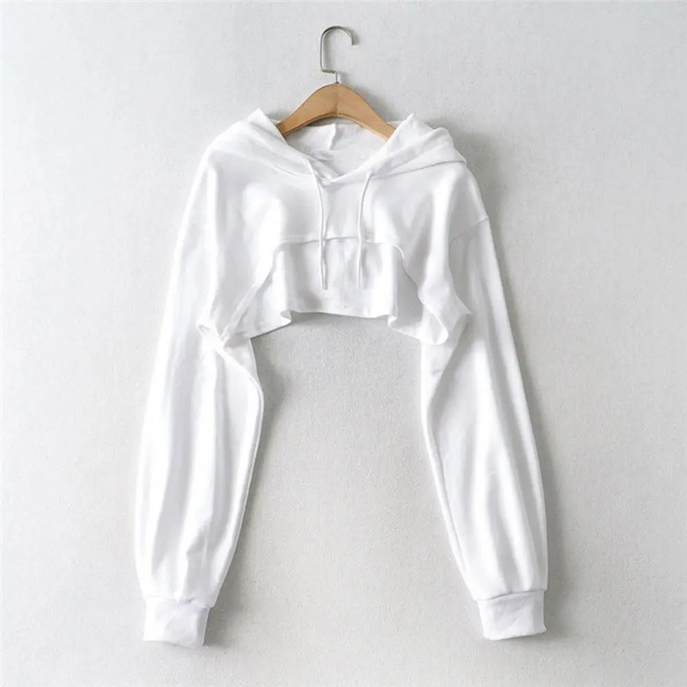 Women Short Hoodie Personality Irregular Crop Ultra Short Style Long Sleeve Top Female Women Short Hoodie Sweatshirt Clothes