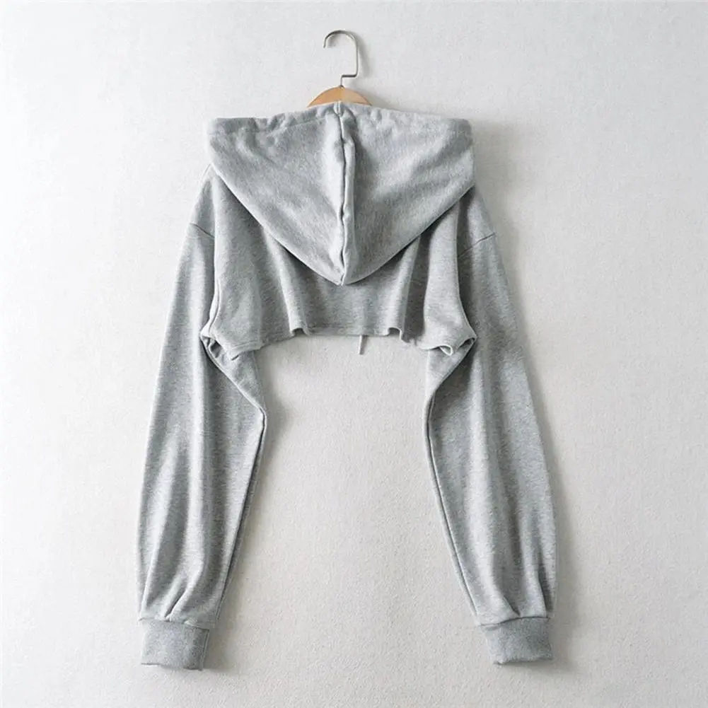 Women Short Hoodie Personality Irregular Crop Ultra Short Style Long Sleeve Top Female Women Short Hoodie Sweatshirt Clothes