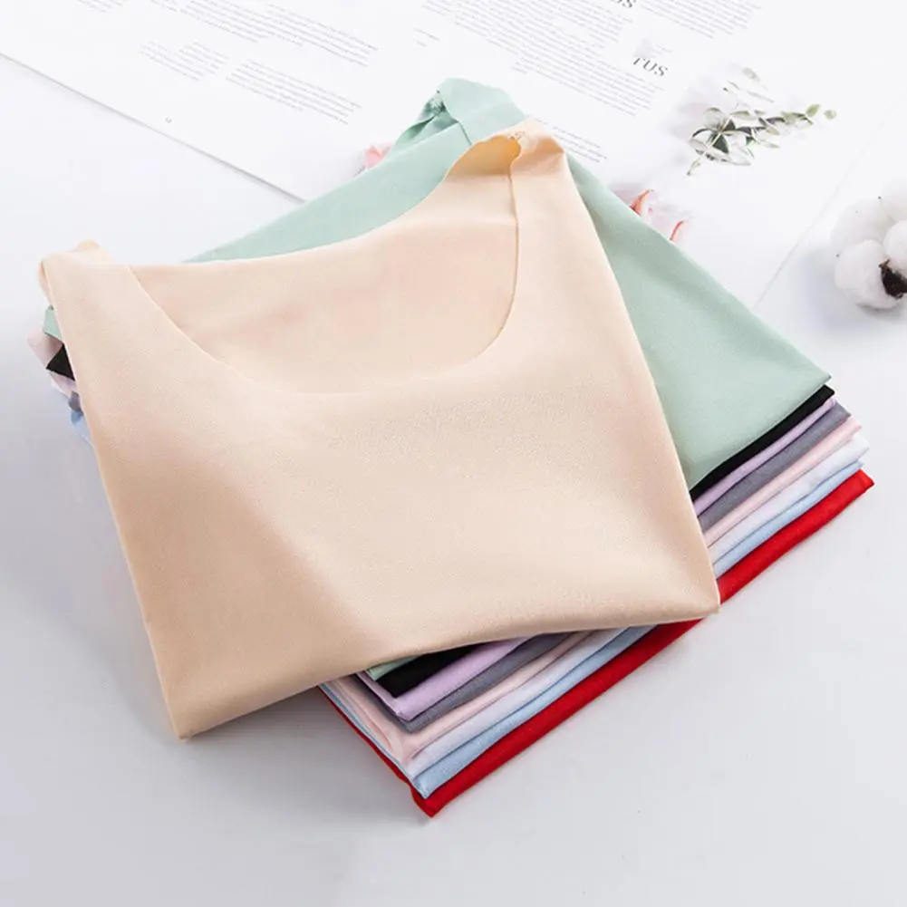 Women Bottoming Vest Ice Silk Seamless Sleeveless Stretchy Round Neck Dry Dry Cooling Camisole Summer Tank Tops Lady Basic Top