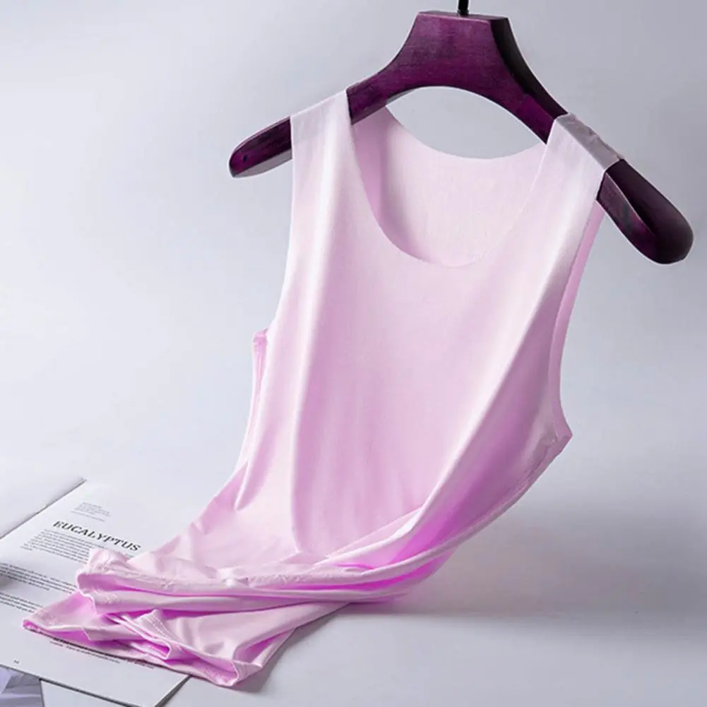 Women Bottoming Vest Ice Silk Seamless Sleeveless Stretchy Round Neck Dry Dry Cooling Camisole Summer Tank Tops Lady Basic Top