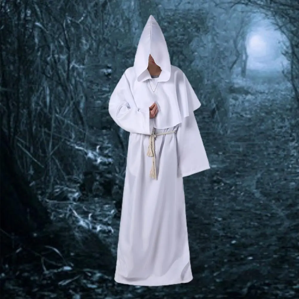 Medieval Style Robe Set Renaissance Inspired Robe Hooded Long Sleeves Medieval Monk Witch Pastor Parties Role Play Costume