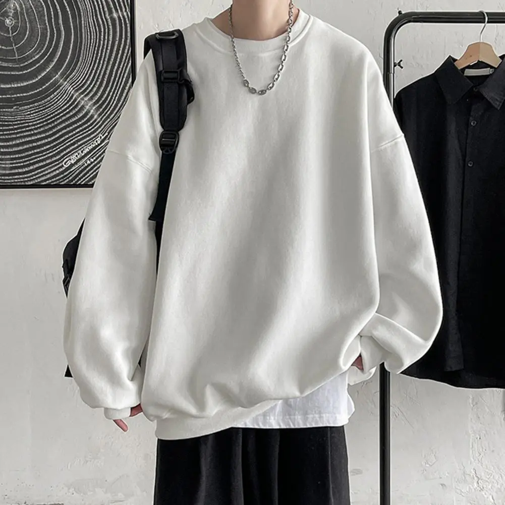 Men Sweatshirt Men Fall Sweatshirt Cozy Unisex Sweatshirt Thick Warm Stylish Men's Fall/winter Top for Couples Loose Fit Solid