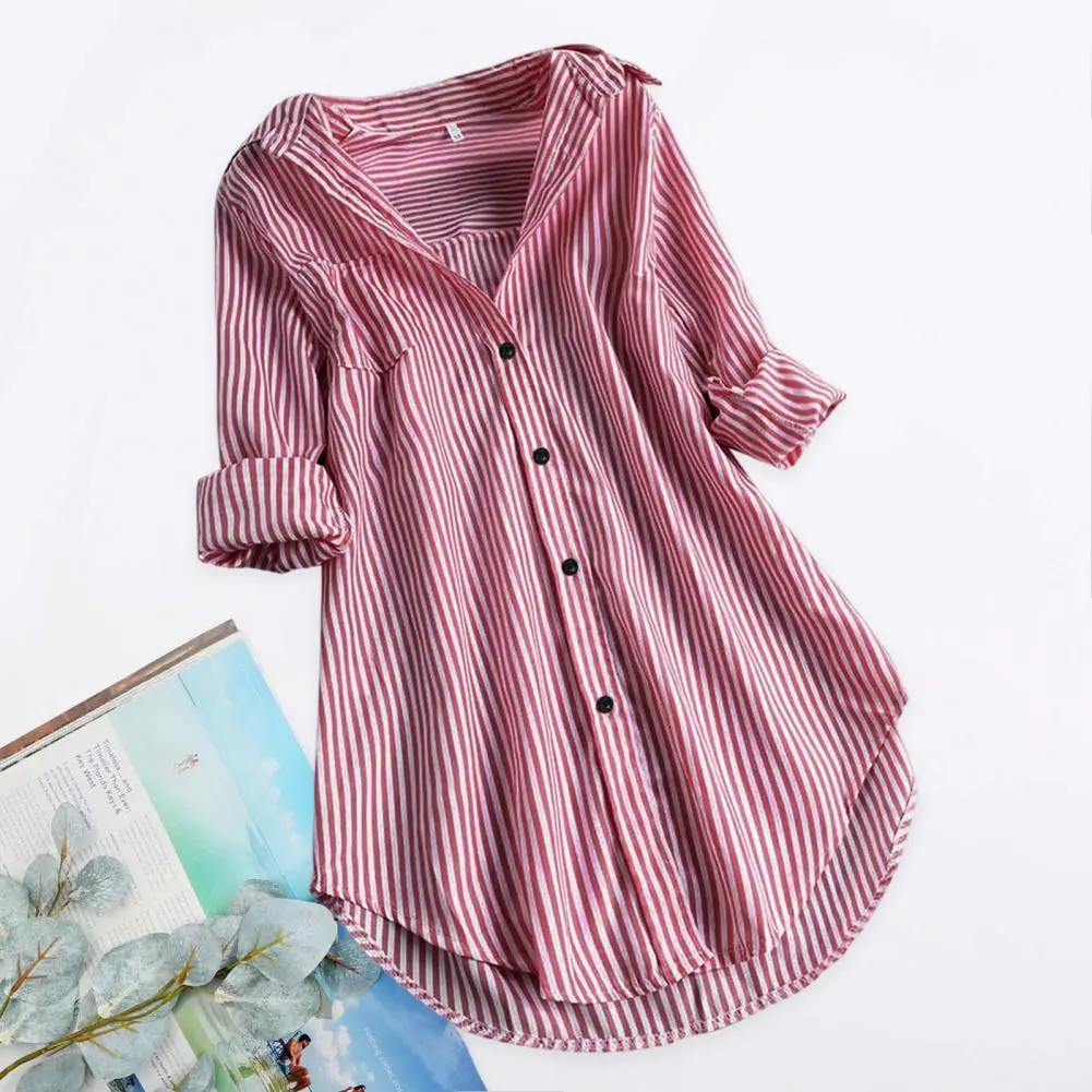 2023 Women Casual Shirt Breast Pocket Women Top M to 4XL Loose Fit Casual Ladies Blouse Top Female Basic Shirt Women Blouse