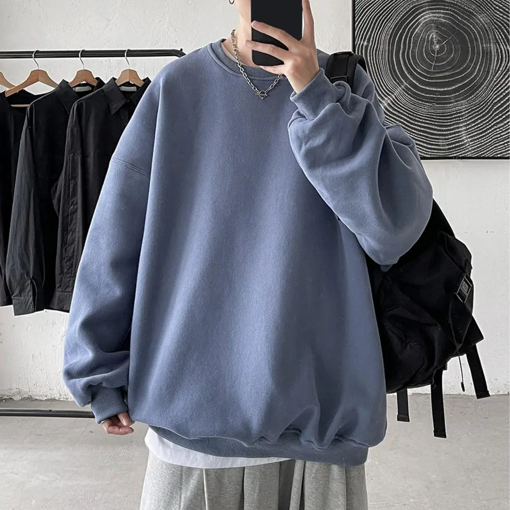 Men Sweatshirt Men Fall Sweatshirt Cozy Unisex Sweatshirt Thick Warm Stylish Men's Fall/winter Top for Couples Loose Fit Solid