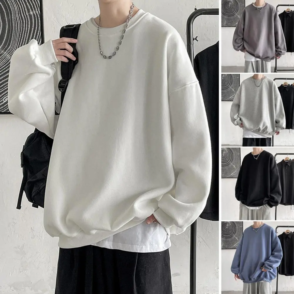 Men Sweatshirt Men Fall Sweatshirt Cozy Unisex Sweatshirt Thick Warm Stylish Men's Fall/winter Top for Couples Loose Fit Solid