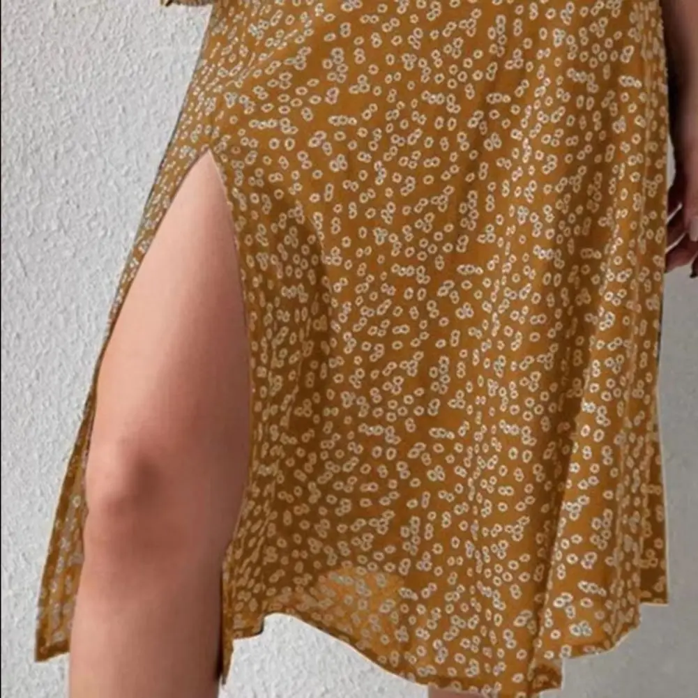 2025 Women Summer Skirt Slit A-line Floral Print High Waist Loose Lady Midi Skirt Breathable Lady Summer Elegant Lady Midi Skirt