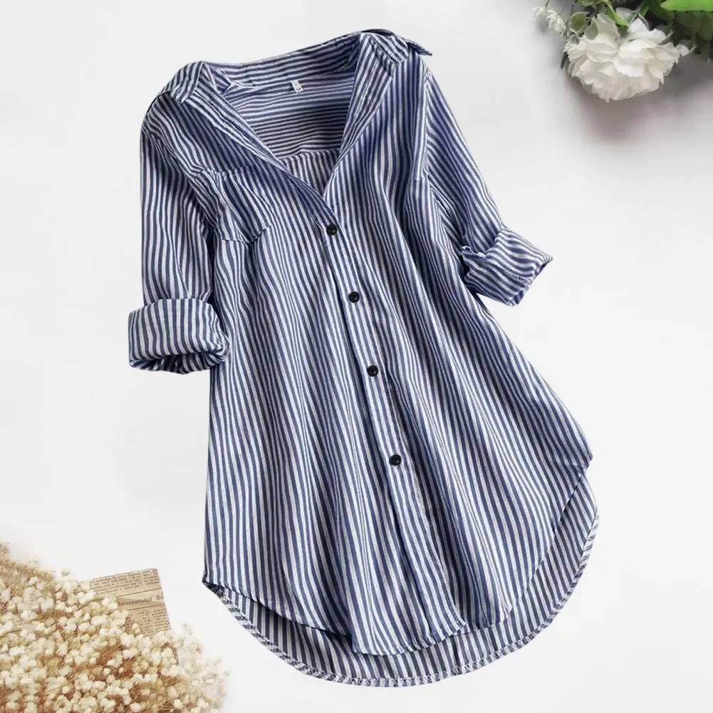 2023 Women Casual Shirt Breast Pocket Women Top M to 4XL Loose Fit Casual Ladies Blouse Top Female Basic Shirt Women Blouse
