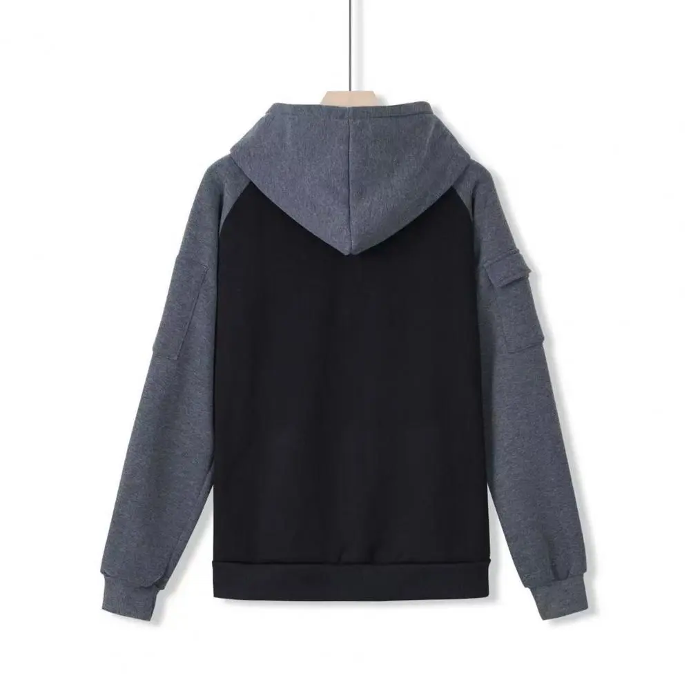 Soft Comfortable Hooded Coat Thickened Fleece Lined Hoodie Stylish Men's Hooded Jacket with for Autumn/winter for Warmth