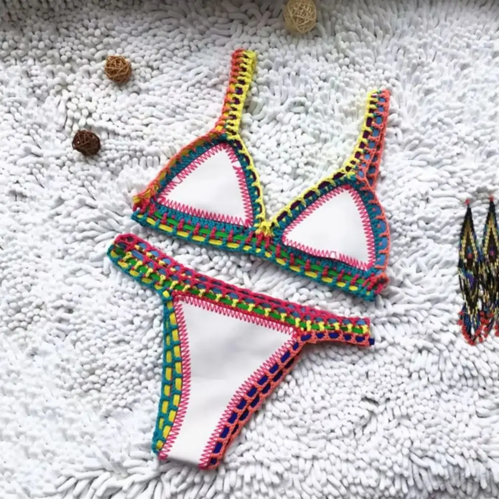 2025 Women Sexy Bikinis Swimwear Female Swimsuit Crochet Cute Bathing Suits Brazilian Bikini Set Summer Swimwear Pool Bather