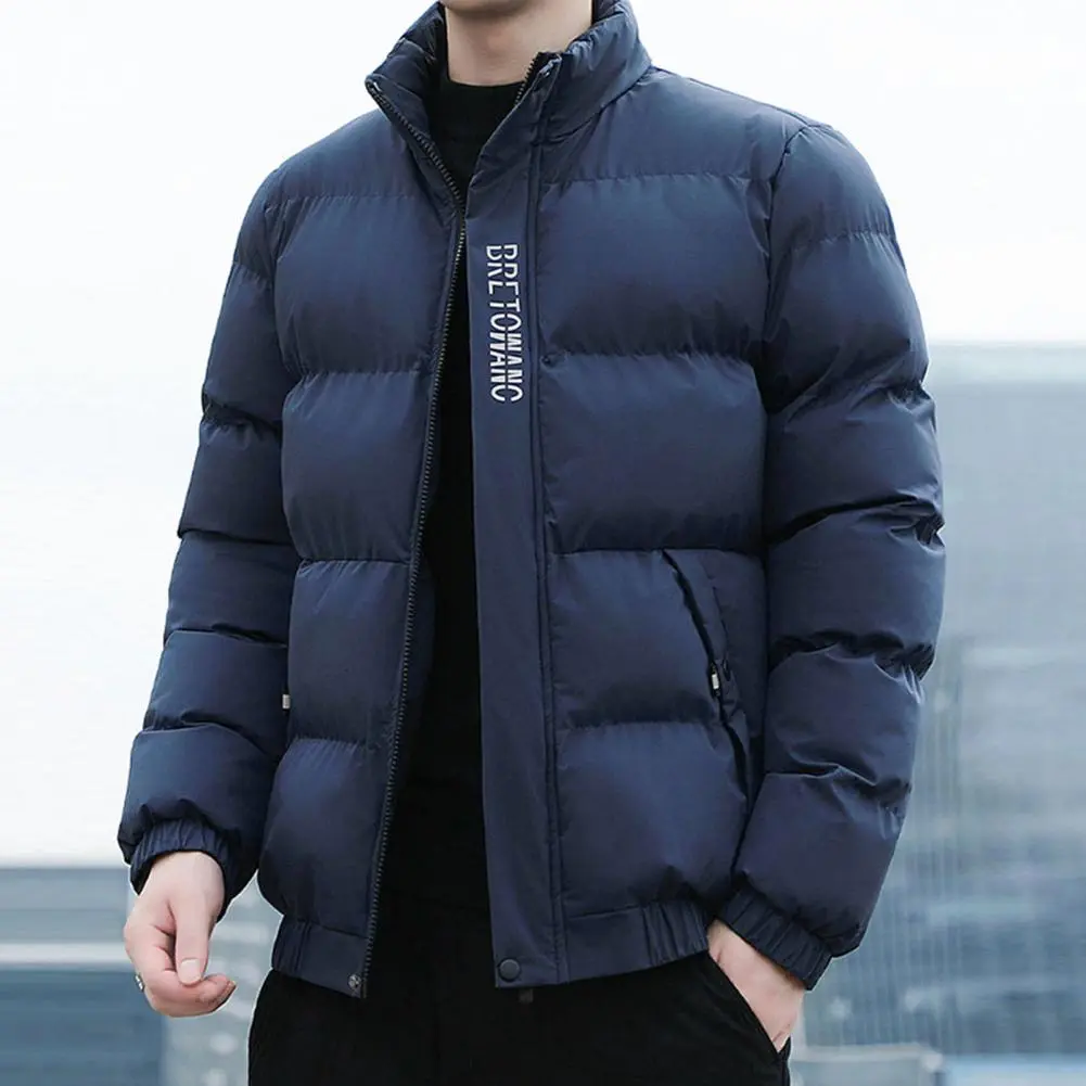 Stylish Cotton Coat Cotton Coat for Men Stylish Winter Men's Cotton Jacket Windproof Design Pocketed Lapel Collar Short Casual